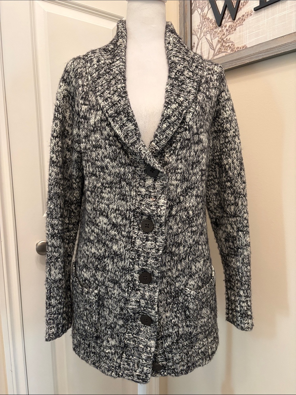 Twik Ladies Knit Cardigan XL suede patch elbows